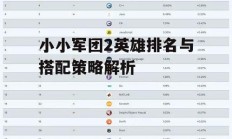 小小军团2英雄排名与搭配策略解析