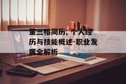 董三榕简历, 个人经历与技能概述-职业发展全解析