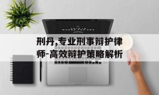 刑丹,专业刑事辩护律师-高效辩护策略解析