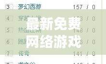 最新免费网络游戏排行榜