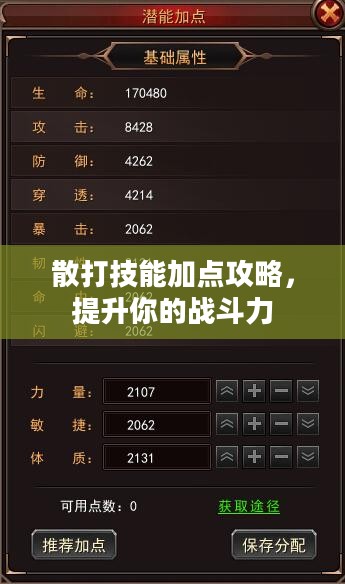 散打技能加点攻略，提升你的战斗力