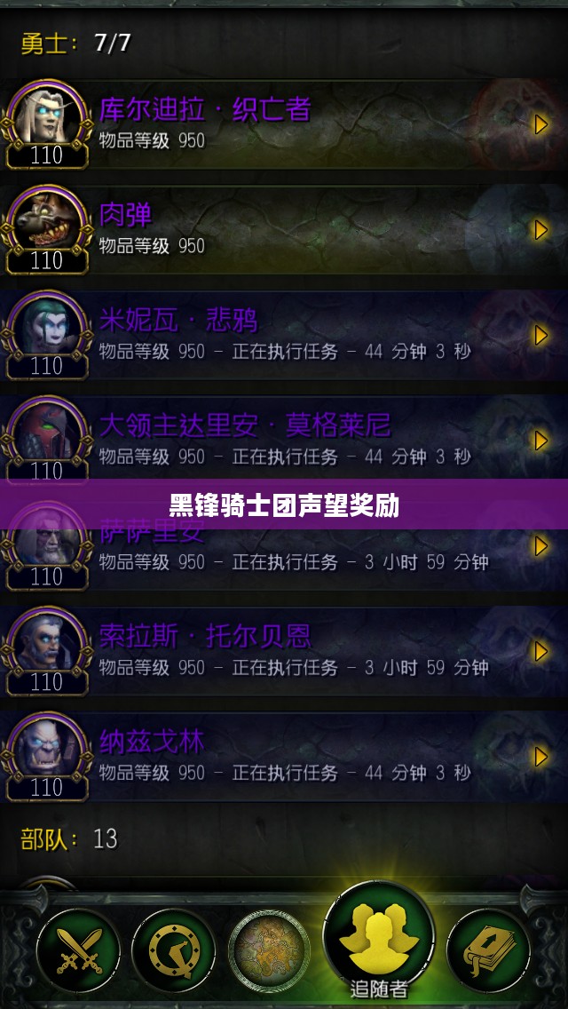 黑锋骑士团声望奖励
