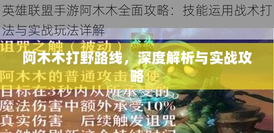 阿木木打野路线，深度解析与实战攻略