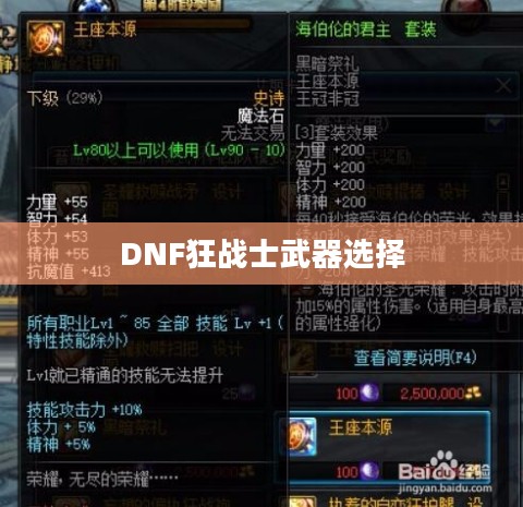 DNF狂战士武器选择指南——探寻最佳武器搭配