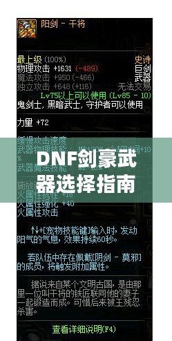 DNF剑豪武器选择指南