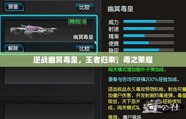 逆战幽冥毒皇，王者归来，毒之荣耀