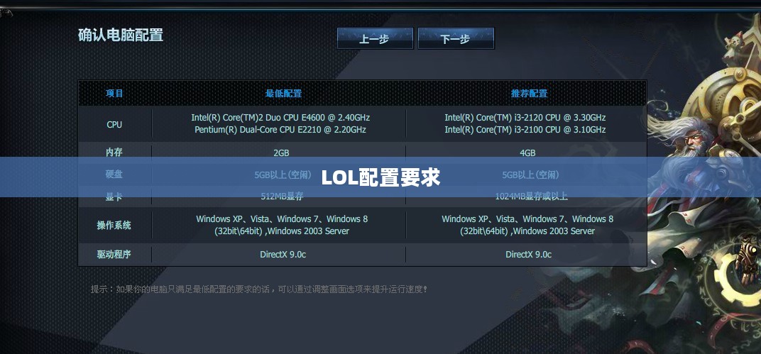 LOL配置要求详解,打造流畅游戏体验 LOL配置要求详解,打造流畅游戏体验