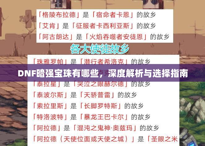 DNF暗强宝珠有哪些，深度解析与选择指南