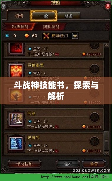 斗战神技能书，探索与解析