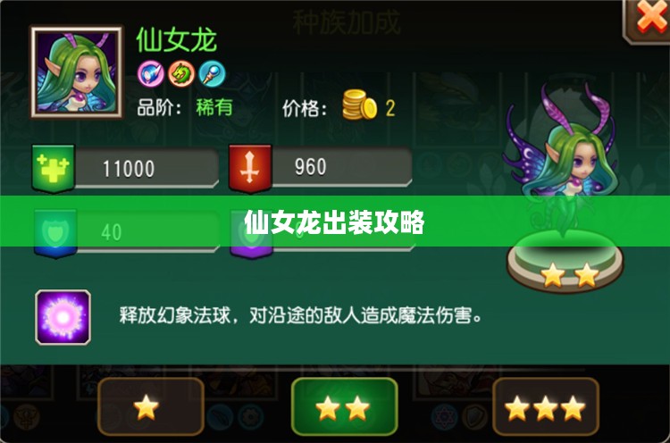 仙女龙出装攻略，打造最强游戏角色装备组合