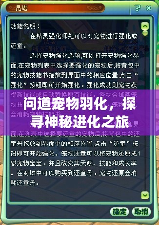 问道宠物羽化，探寻神秘进化之旅
