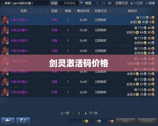 剑灵激活码的价格及其相关因素探讨