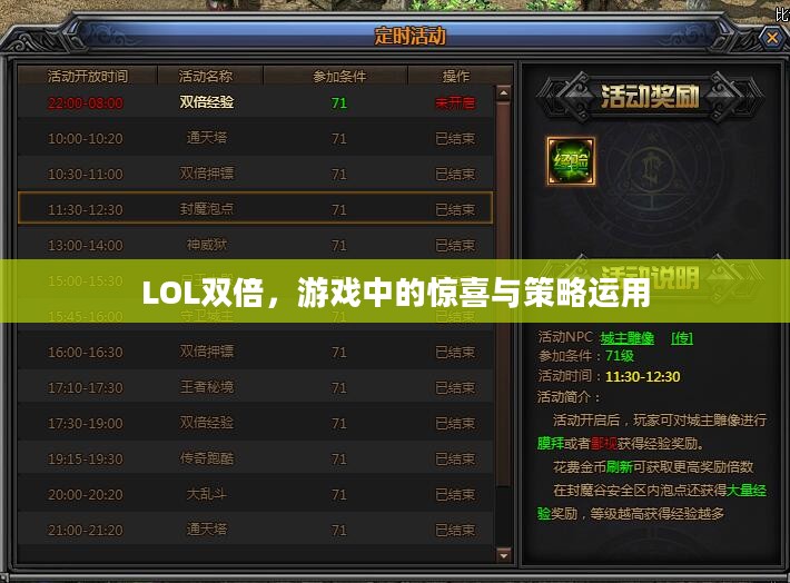 LOL双倍，游戏中的惊喜与策略运用