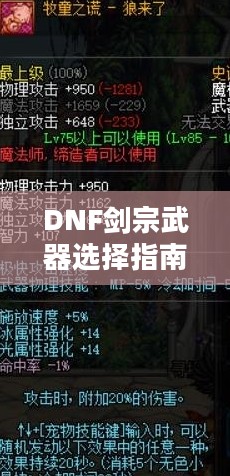 DNF剑宗武器选择指南，探寻最佳武器搭配