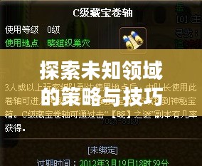 秘密潜入秘籍,探索未知领域的策略与技巧 秘密潜入秘籍,探索未知领域的策略与技巧