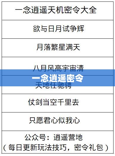 一念逍遥密令，探索神秘力量的奥秘