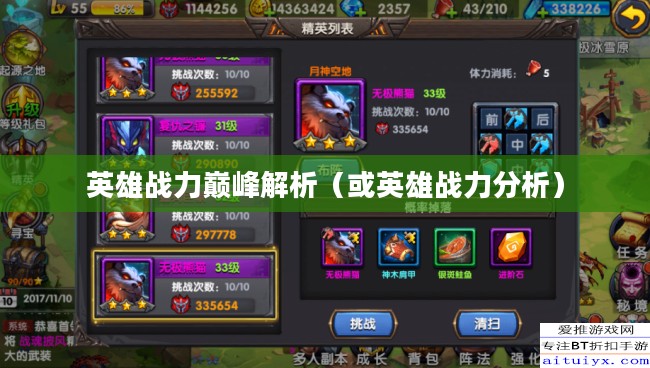 无限火力,英雄战力巅峰解析 无限火力,英雄战力巅峰解析