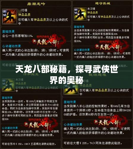 天龙八部秘籍，探寻武侠世界的奥秘