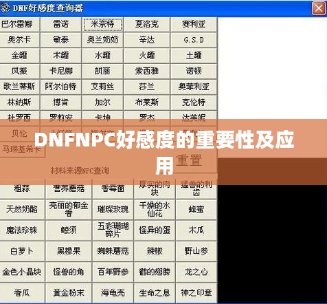 DNFNPC好感度的重要性及应用 DNFNPC好感度的重要性及应用