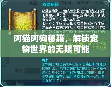 阿猫阿狗秘籍,解锁宠物世界的无限可能 阿猫阿狗秘籍,解锁宠物世界的无限可能