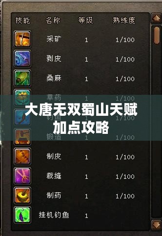 大唐无双蜀山天赋加点攻略