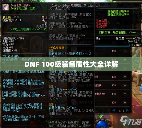 DNF 100级装备属性大全详解