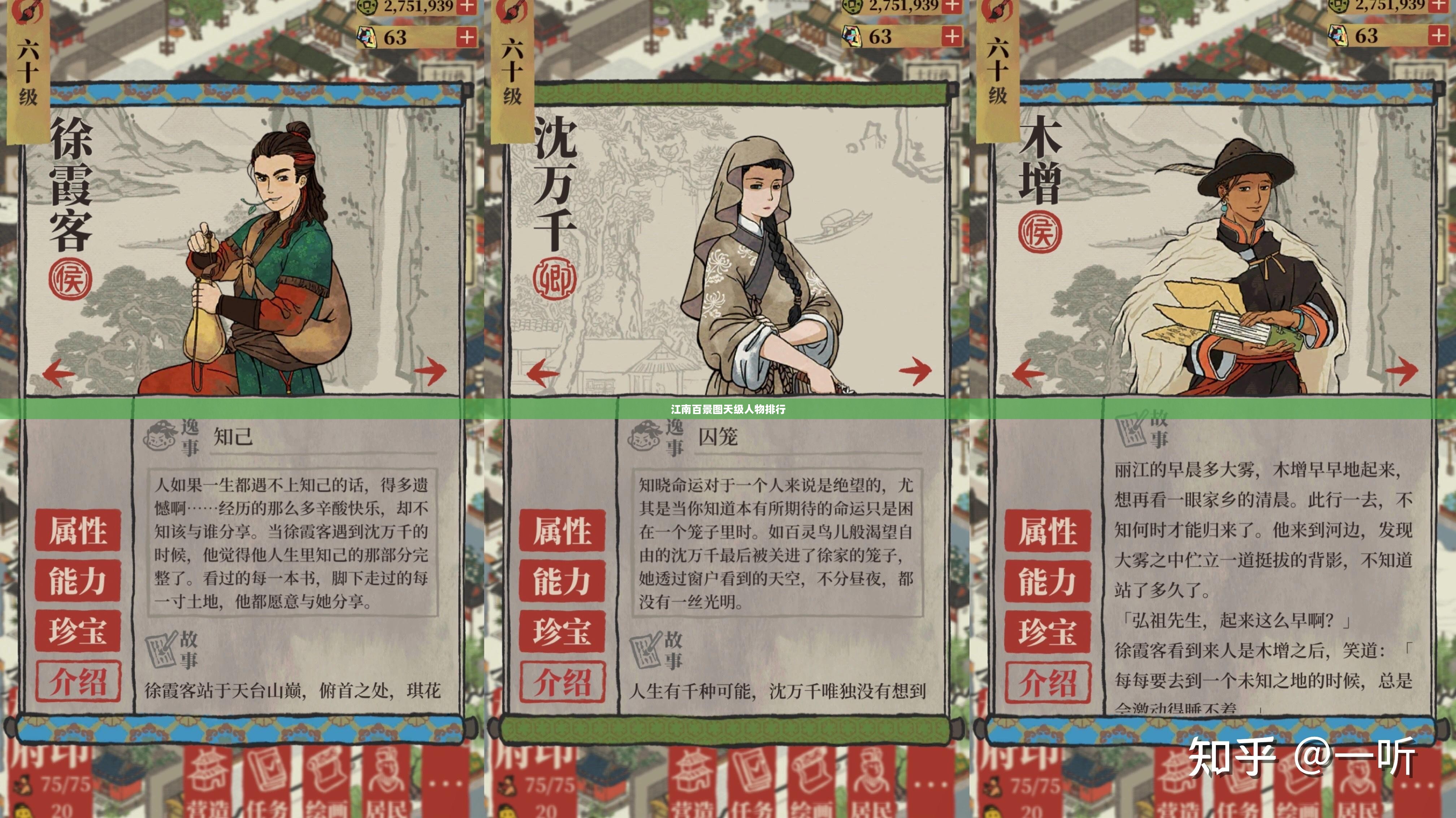 江南百景图天级人物排行，探寻历史与文化的璀璨明珠