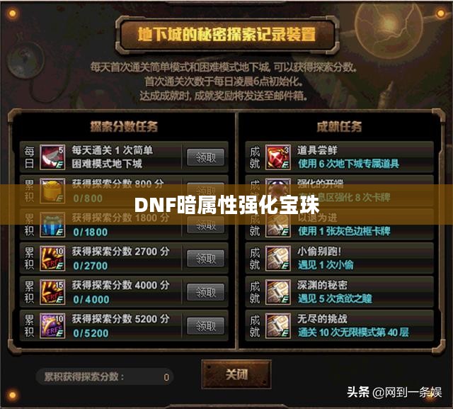 DNF暗属性强化宝珠，深渊之秘的终极强化道具