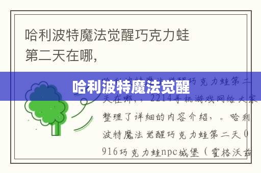 哈利波特魔法觉醒,巧克力蛙的奇幻之旅 哈利波特魔法觉醒,巧克力蛙的奇幻之旅