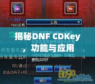 揭秘DNF CDKey，功能与应用
