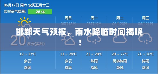 邯郸天气预报，雨水降临时间揭晓！