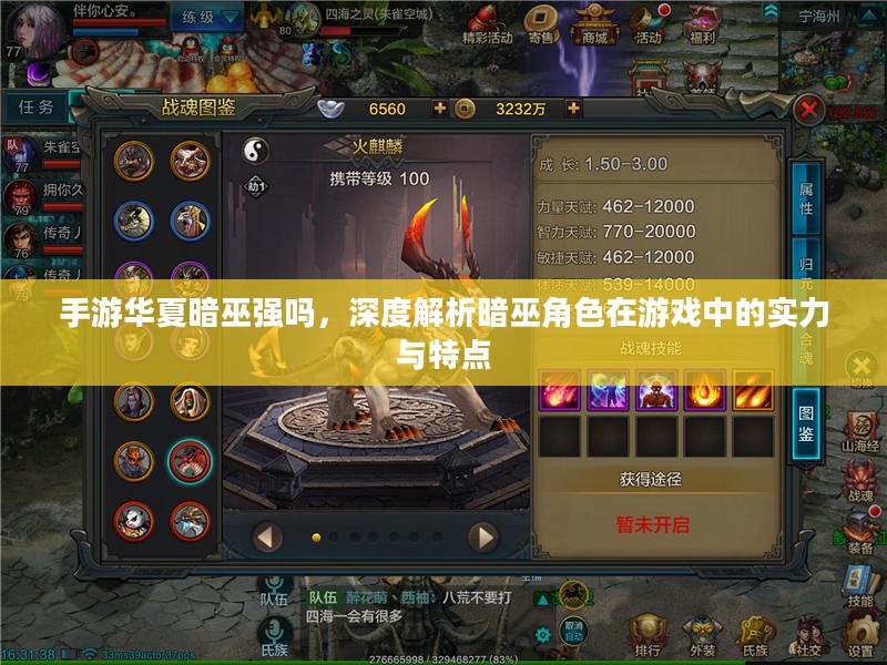 手游华夏暗巫强吗，深度解析暗巫角色在游戏中的实力与特点