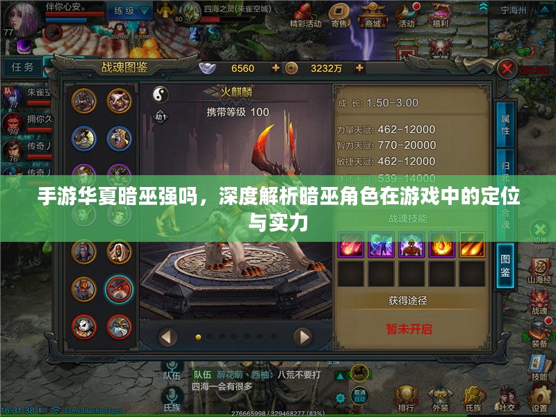 手游华夏暗巫强吗，深度解析暗巫角色在游戏中的定位与实力