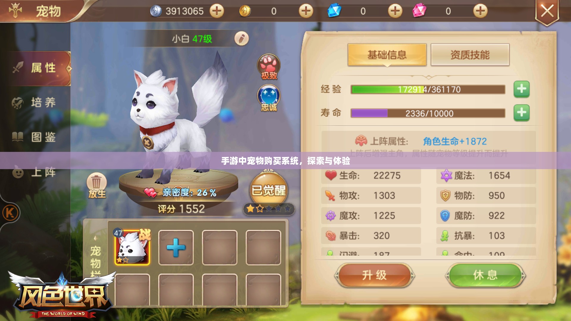 手游中宠物购买系统，探索与体验
