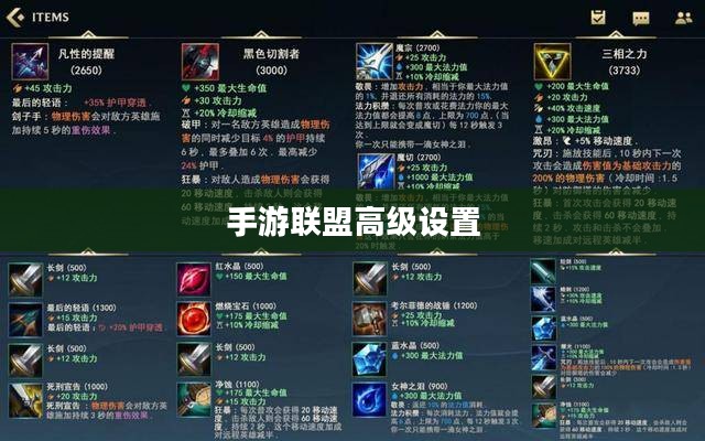 手游联盟高级设置详解，功能、特点与重要性