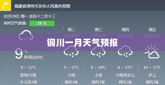 铜川一月天气预报详解，未来30天天气预测分析