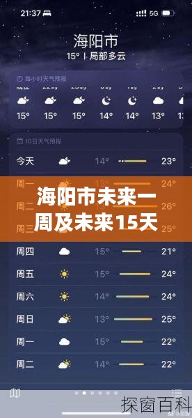 海阳市未来一周及未来15天天气预报全面解析 海阳市未来一周及未来15天天气预报全面解析