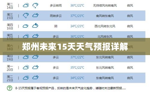郑州未来15天天气预报详解 郑州未来15天天气预报详解