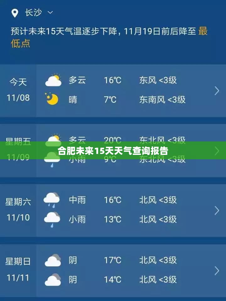 合肥未来15天天气查询报告