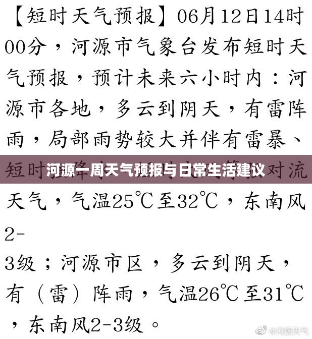 河源一周天气预报与日常生活建议