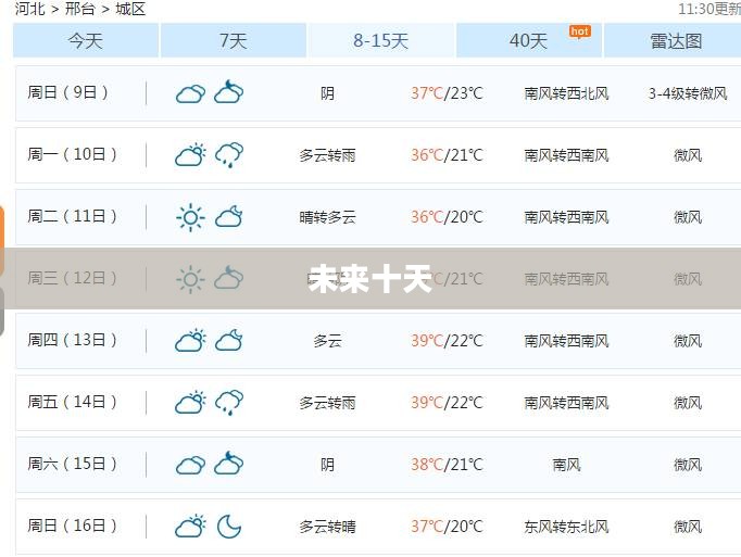邢台未来十天天气预报详解 邢台未来十天天气预报详解