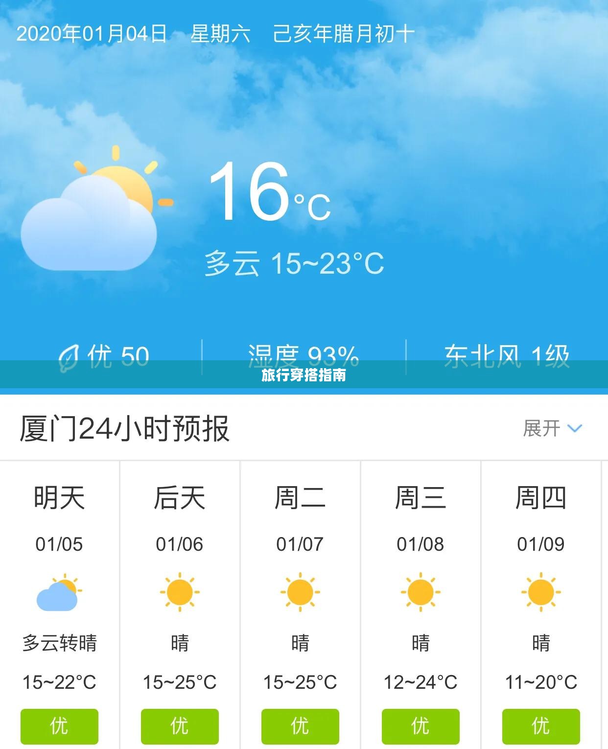 厦门未来15天天气预报及穿衣指数——旅行穿搭必备指南