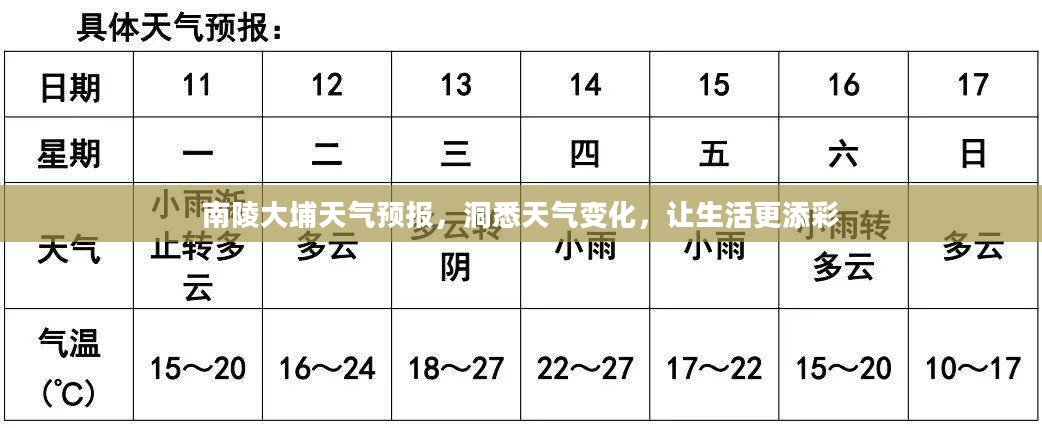 南陵大埔天气预报，洞悉天气变化，让生活更添彩