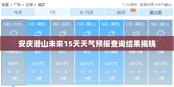 安庆潜山未来15天天气预报查询结果揭晓
