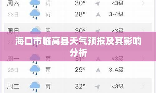 海口市临高县天气预报及其影响分析 海口市临高县天气预报及其影响分析