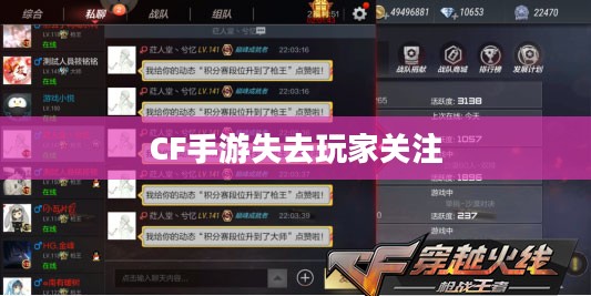 CF手游逐渐失去玩家关注背后的深度解析与原因探究