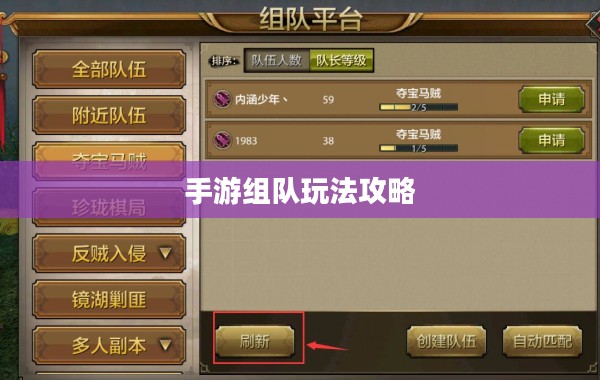 手游组队玩法攻略，玩转多人协作，共赴胜利之路