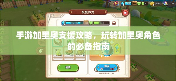 手游加里奥支援攻略,玩转加里奥角色的必备指南 手游加里奥支援攻略,玩转加里奥角色的必备指南