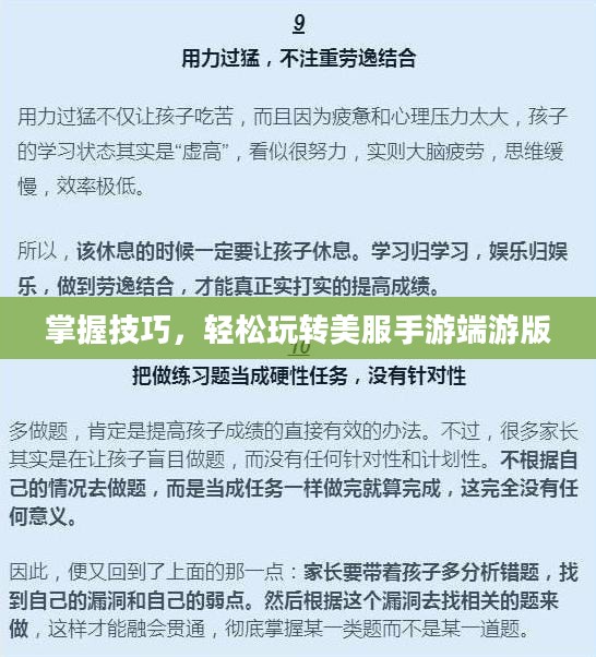 掌握技巧，轻松玩转美服手游端游版
