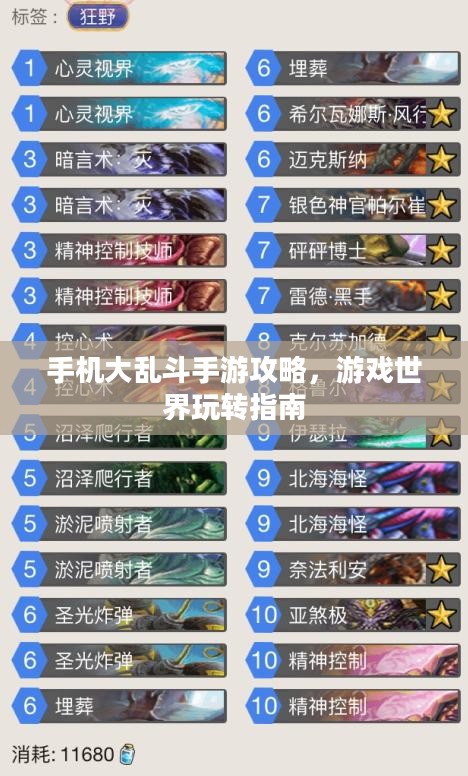 手机大乱斗手游攻略，游戏世界玩转指南